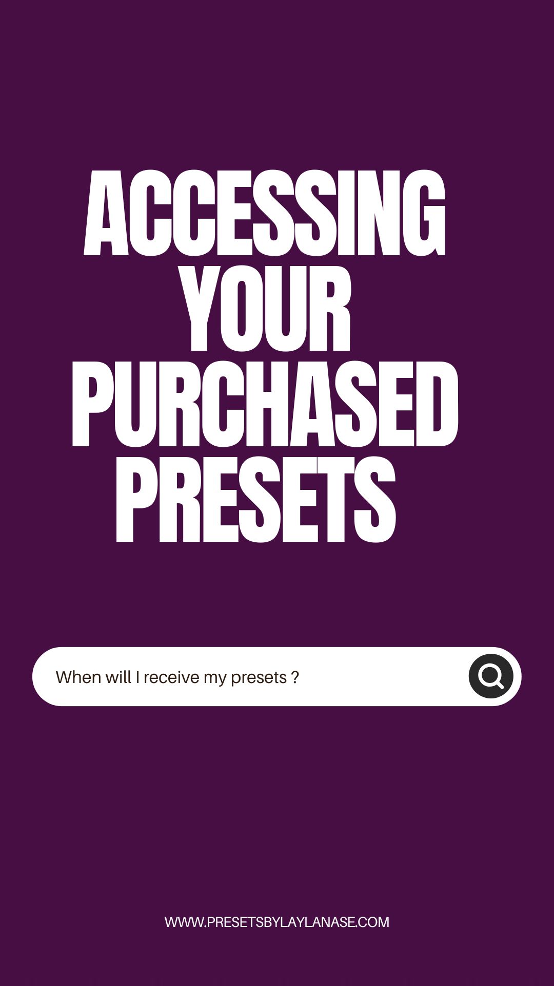 ACCESSING YOUR PURCHASED PRESETS