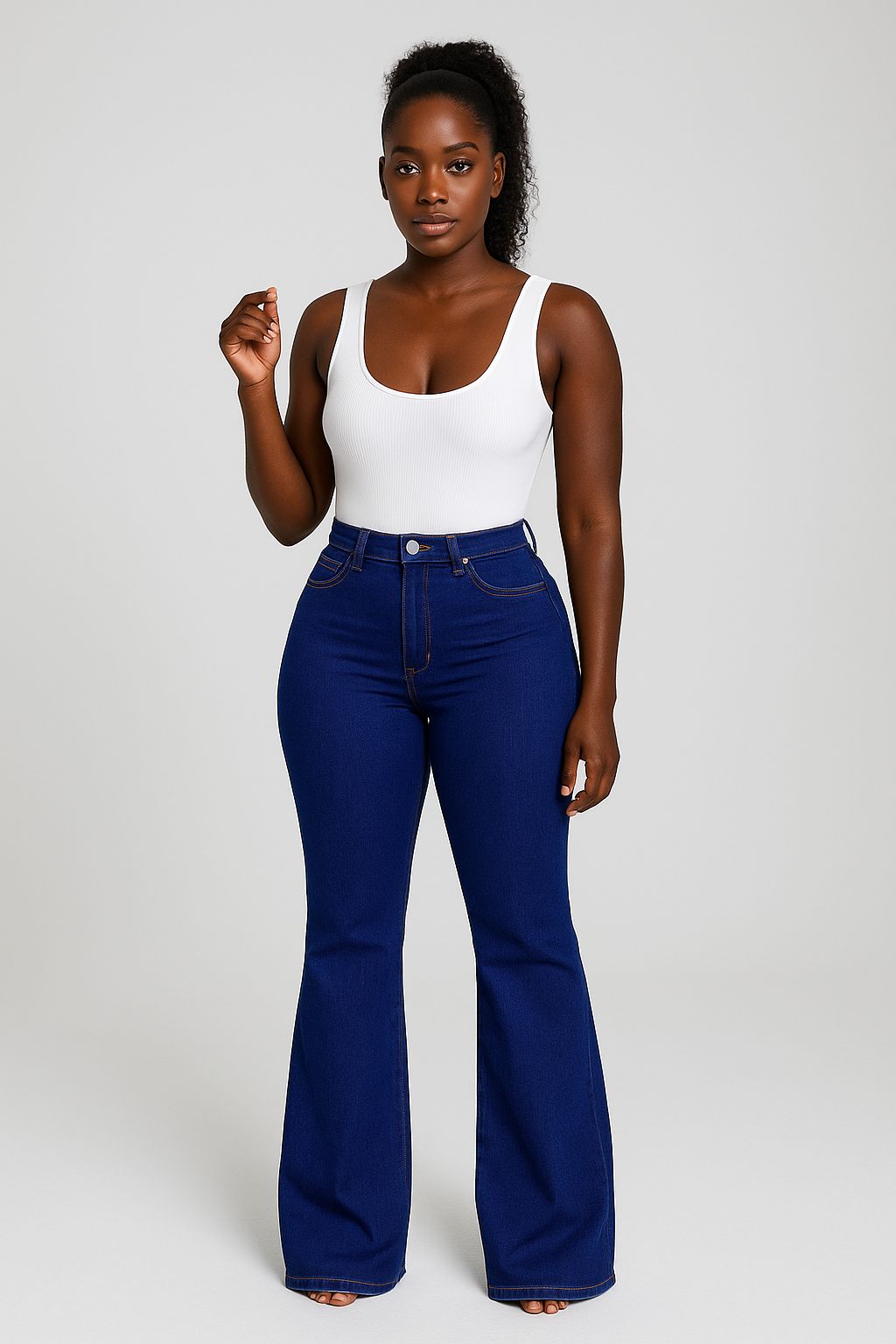 DARK BLUE BOOTCUT DENIM JEANS image
