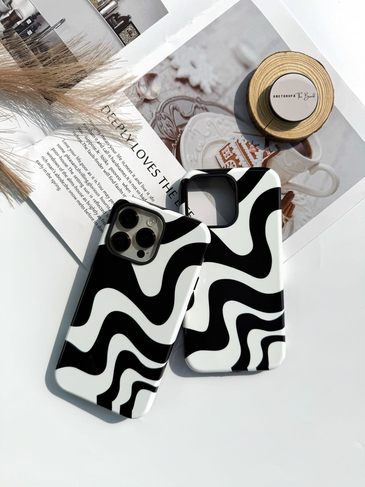2IN1 MONOCHROME WAVES PHONE CASE image