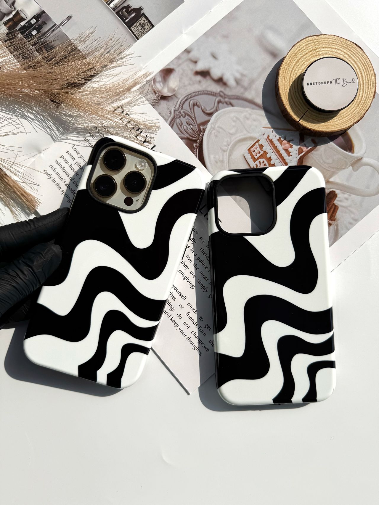 2IN1 MONOCHROME WAVES PHONE CASE image