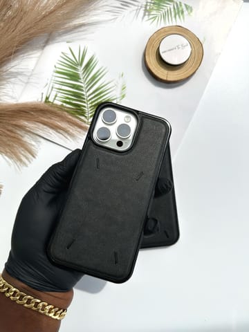 BLACK LUXE LEATHER PHONE CASE
