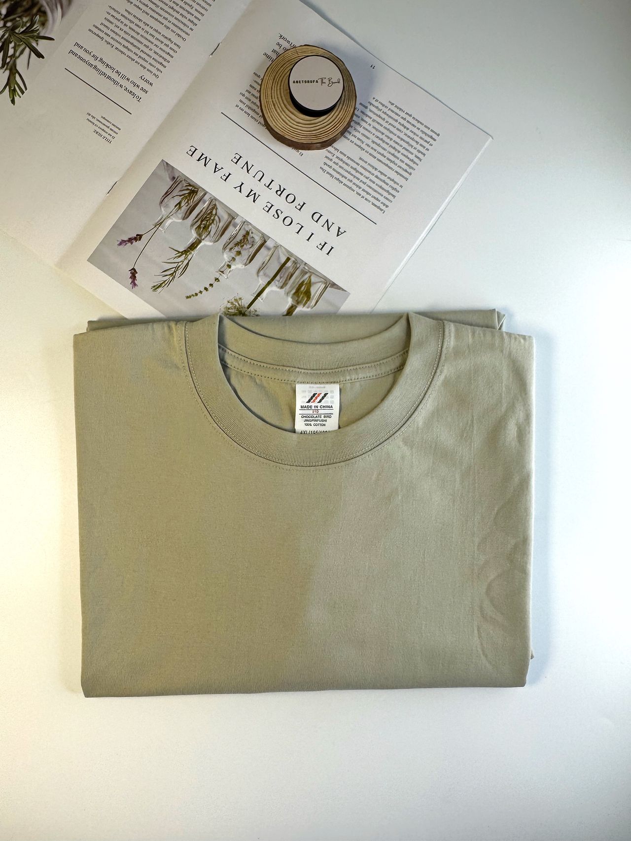LIGHT GREEN PLAIN COTTON TEE SHIRT image