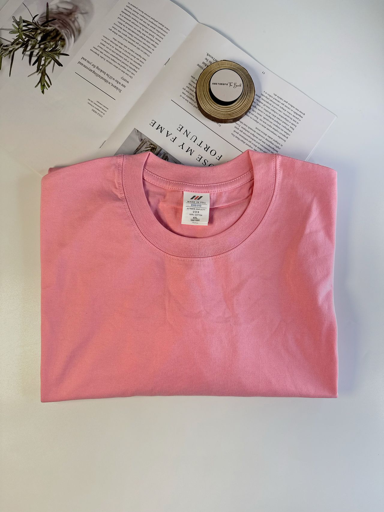 CHERRY PINK PLAIN COTTON TEE SHIRT image