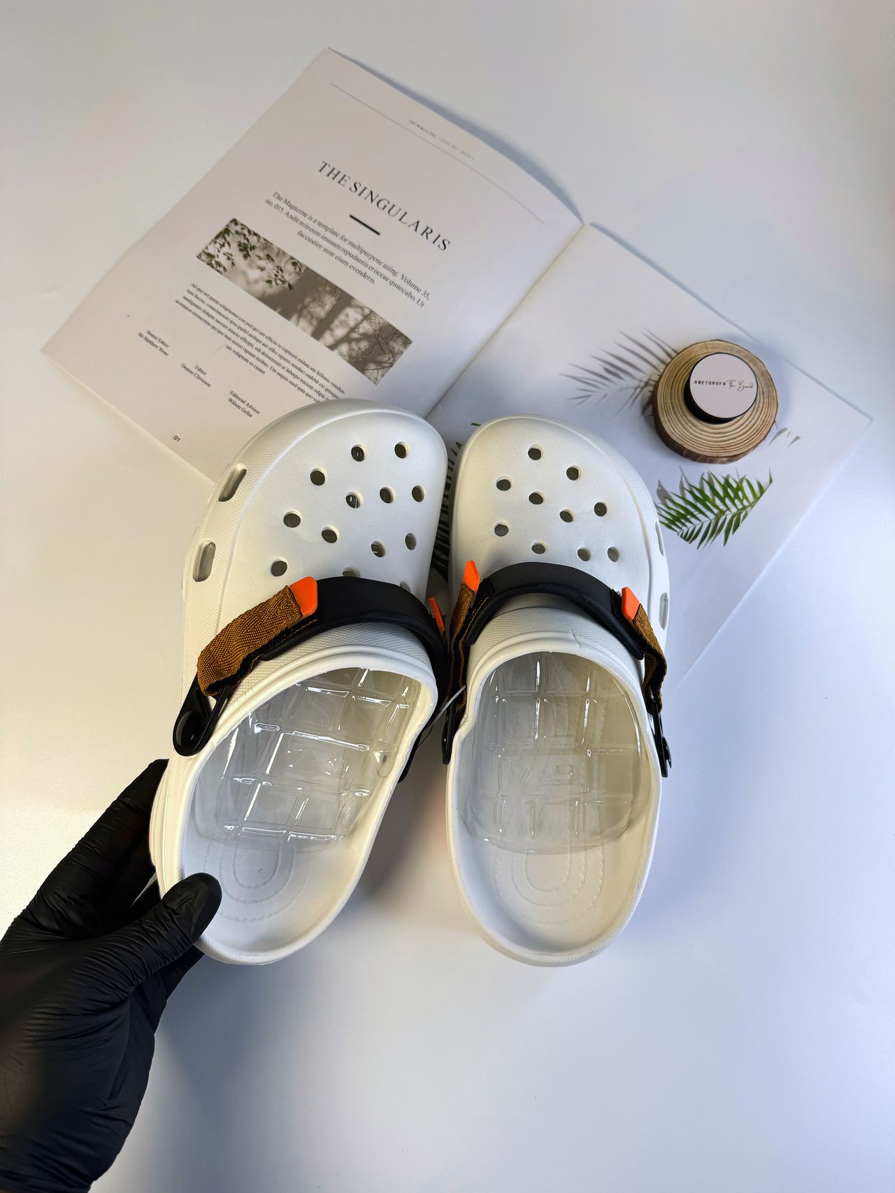 WHITE/ORANGE TERRAIN CROCS image