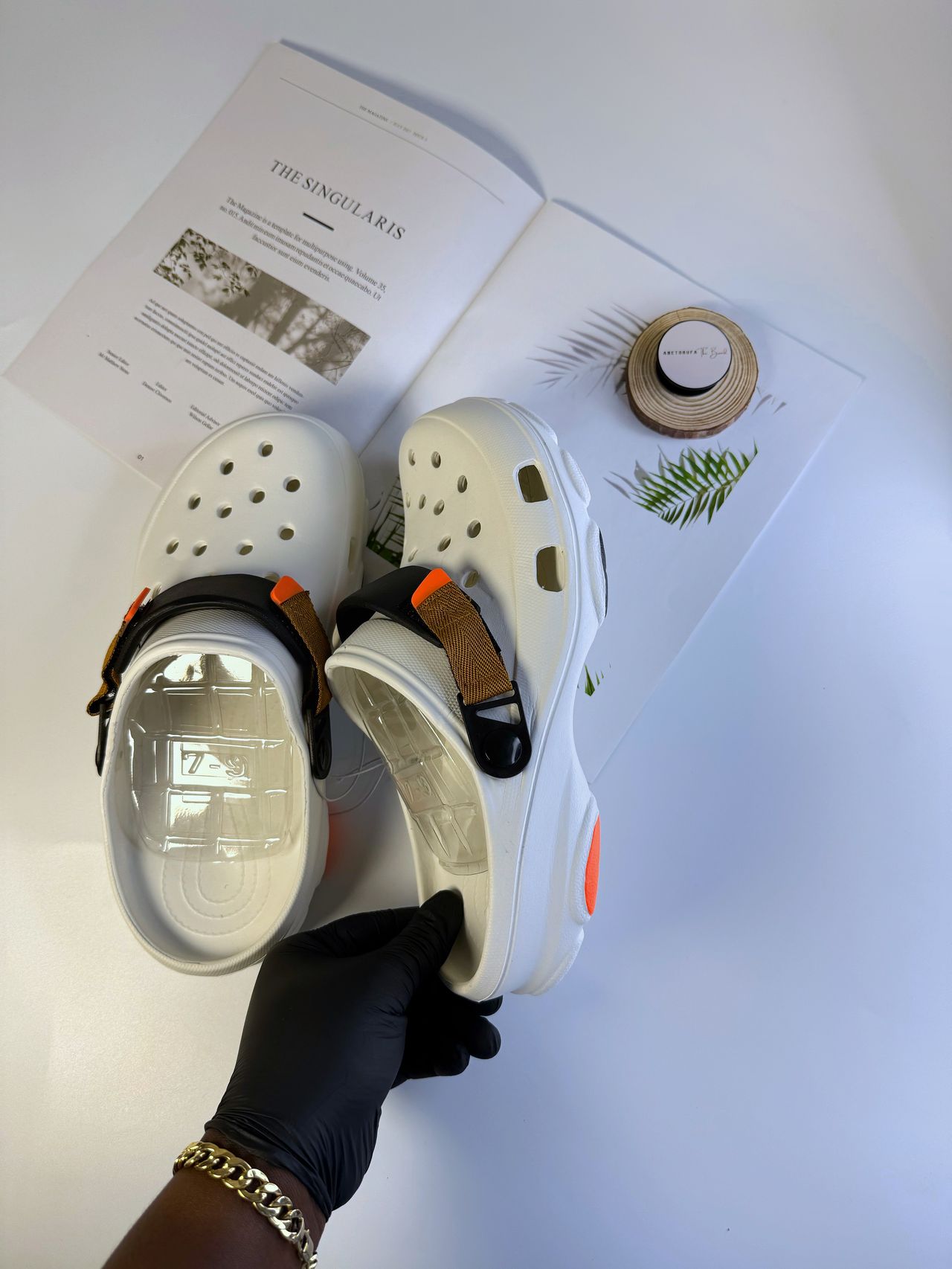WHITE/ORANGE TERRAIN CROCS image