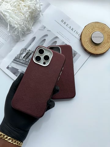 CLARET TEXTURED LEATHER MAGSAFE PHONE CASE