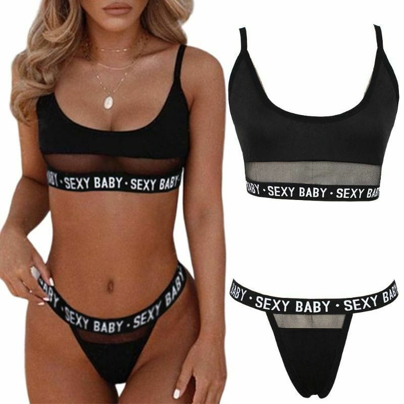 Sexy Baby Matching Set Bra Top with Hot Thong Pant Image