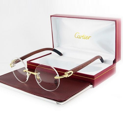 Cartier Round Rimless Frame - Woody Handle image