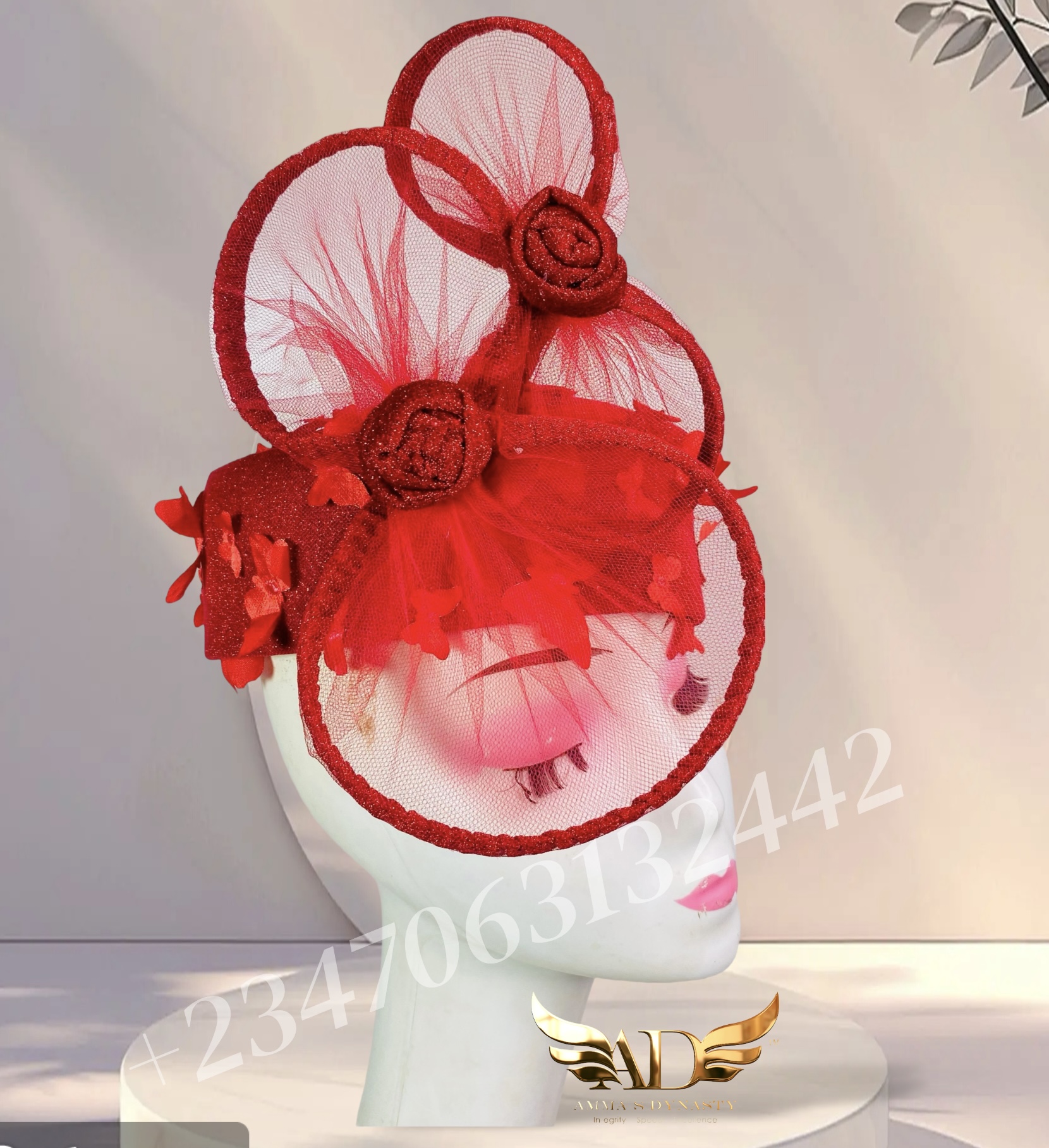 Radiant Scarlet Bloom Fascinator image