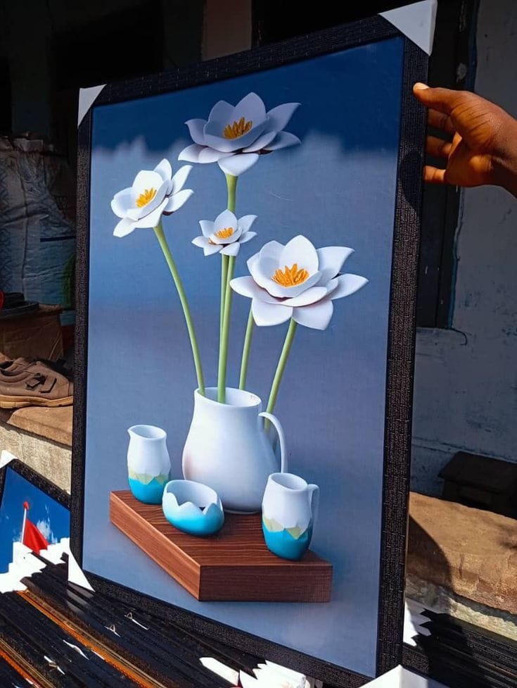 Flower Vase ( sky blue ) – Premium Wall Art Frame image