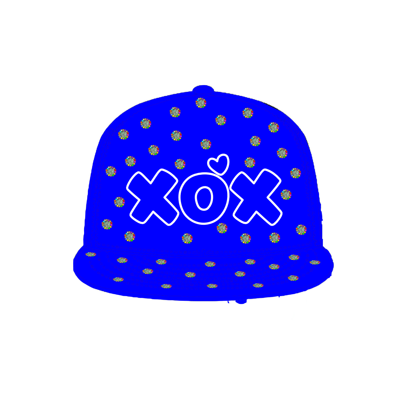 Rhinestone Snapback Cap Blue