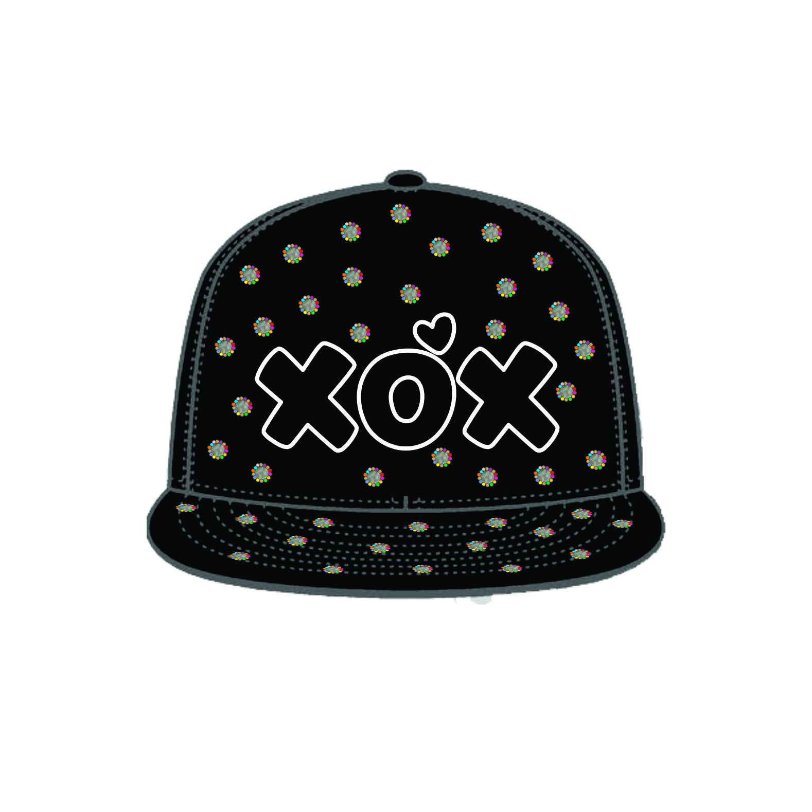 Rhinestone SnapBack caps- Black