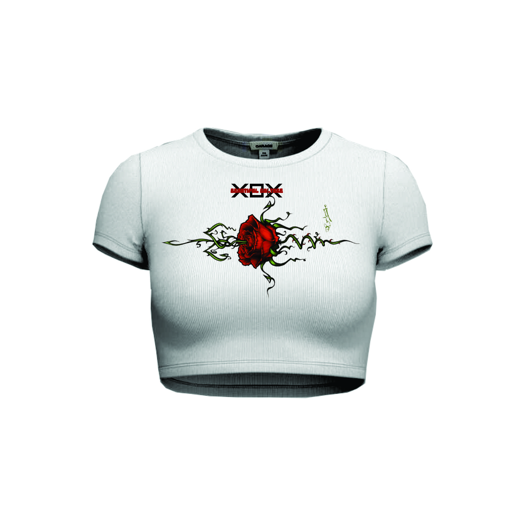 XOX Thorny Rose Crop Top - White