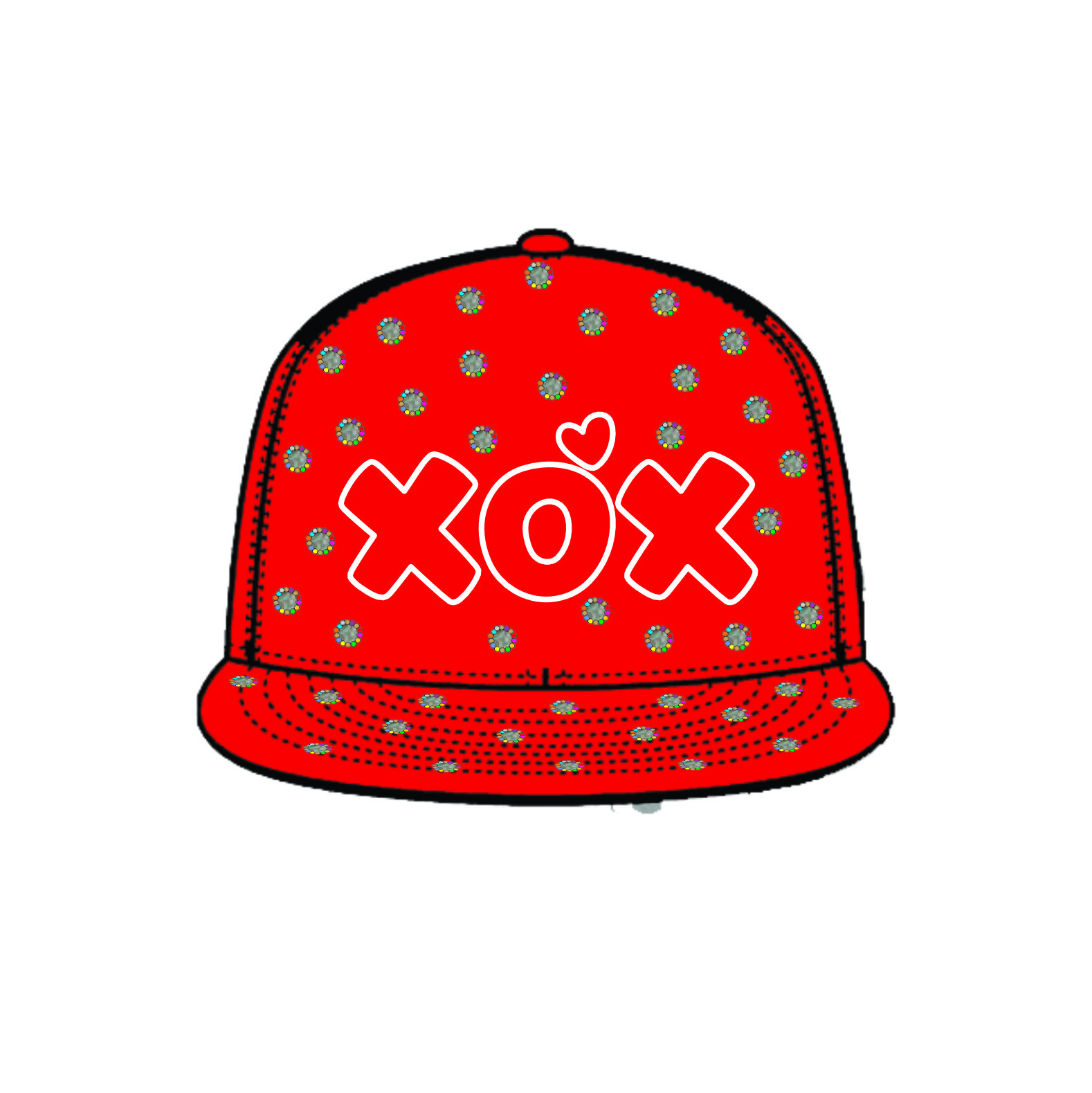 Rhinestone SnapBack caps- Red