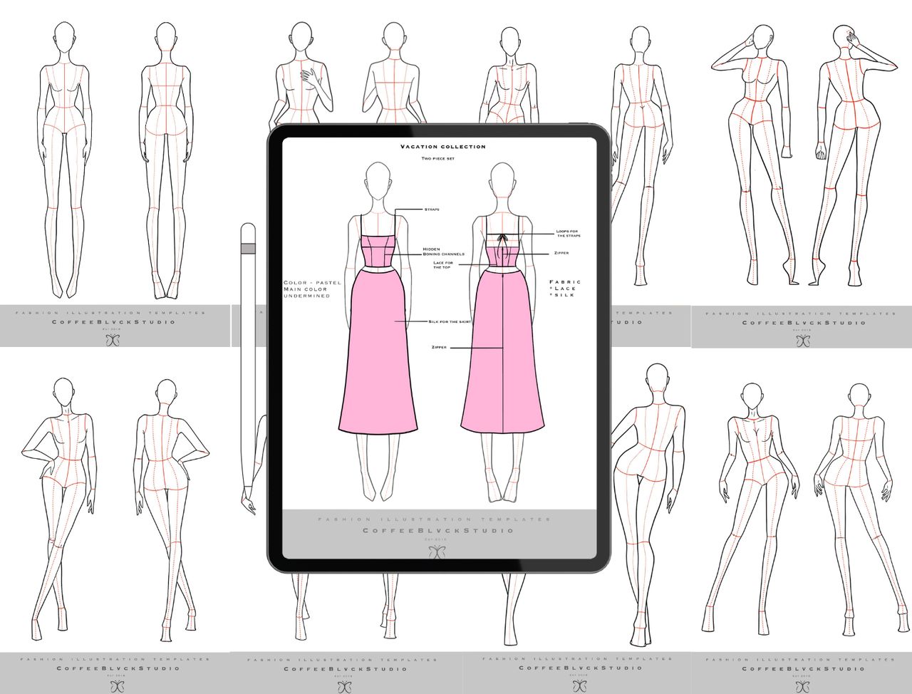 10 Fashion Figure Stencils – For quick Sketches & Design Development image