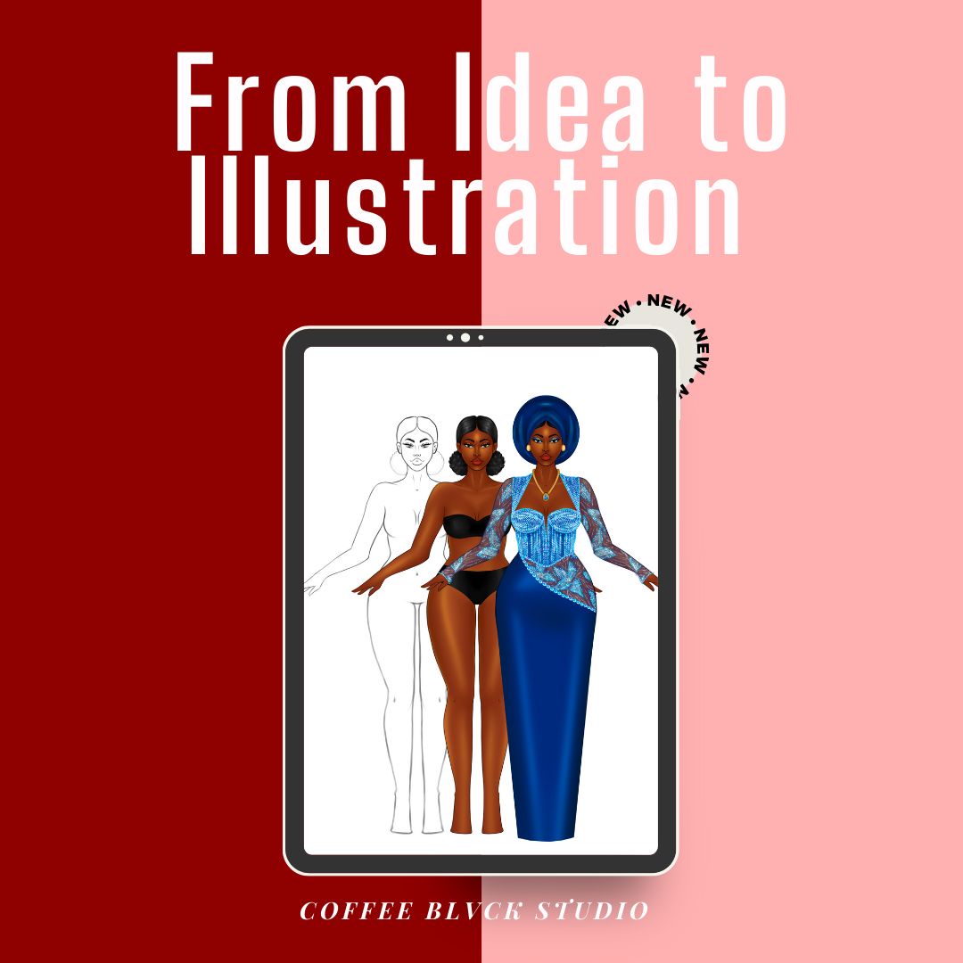 2 Symmetrical Fashion Illustration Template – Single Pose image