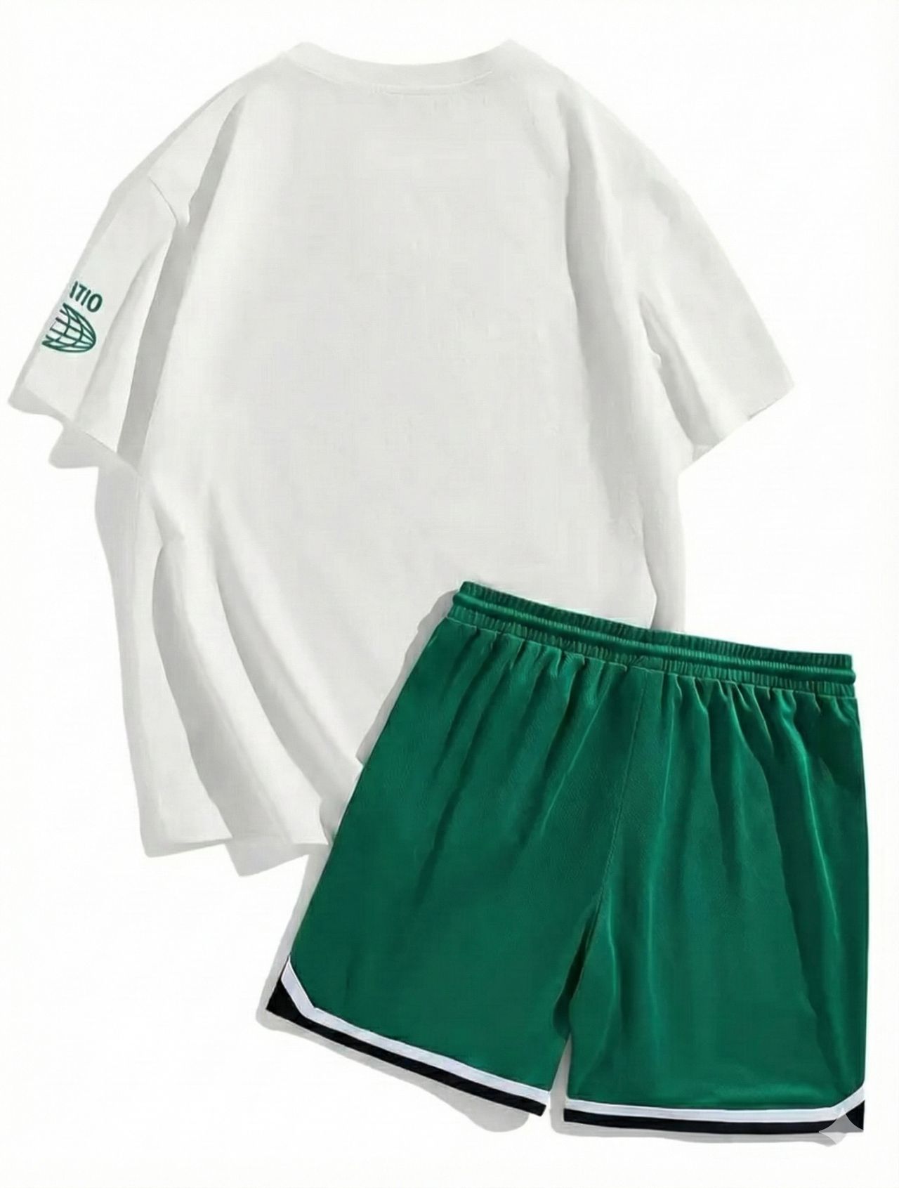 2pcs Men'S Summer Basketball Training Running Suit, Basketball Short-Sleeved T-Shirt And 24 Shorts Set image