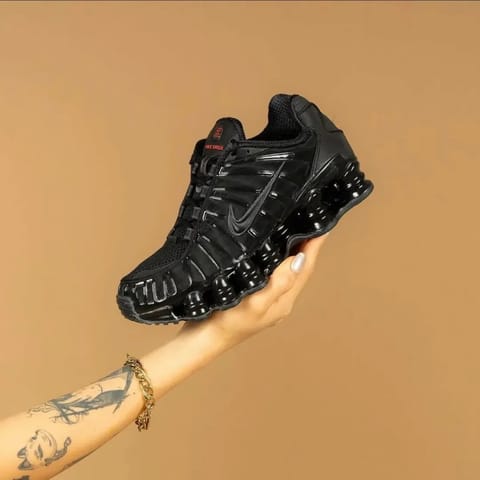 Nike Shox TL "Triple Black" with Red Accents