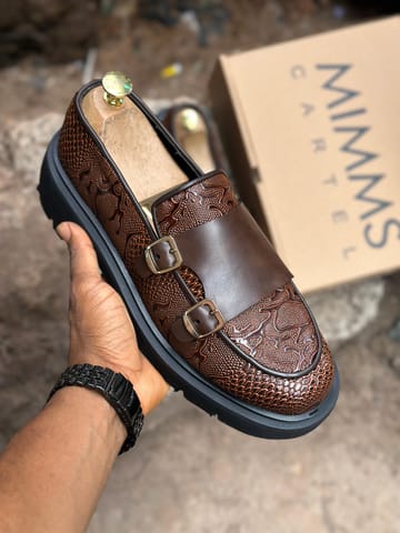 The 'Titan' Croc-Embossed Chunky Monk Strap Loafer