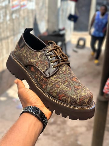 Vintage Tapestry Chunky Derby – Earth Tone Floral Jacquard Edition