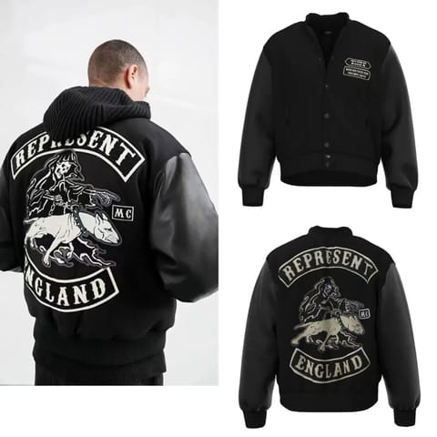 Represent "Hell Rider" Varsity Jacket — Black