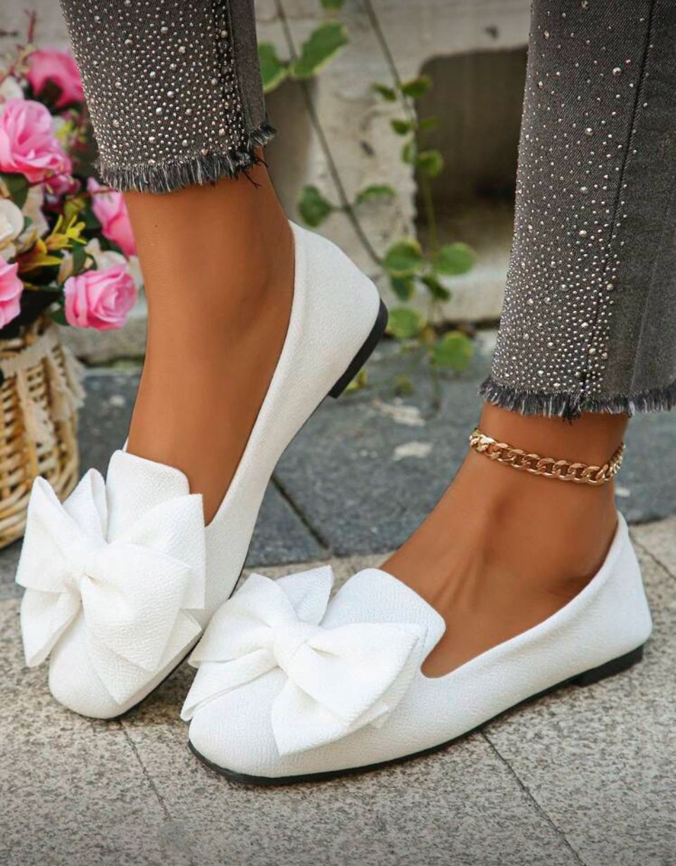 LARGE BOW FLAT LOAFERS SHOES image