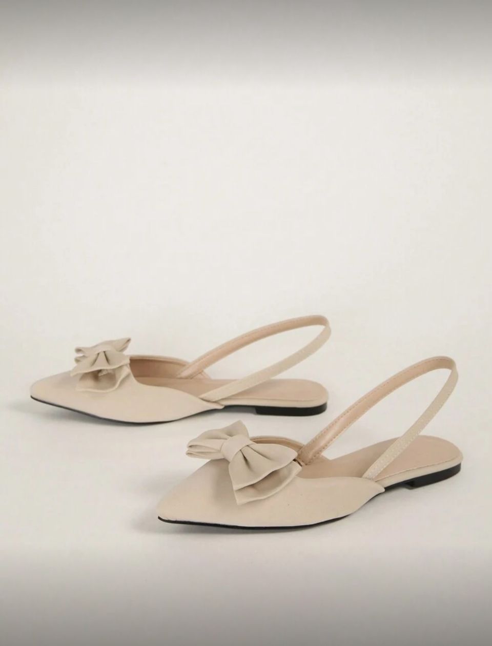 Women's Apricot Colored Ribbon Bow Flat Shoes Valentines second image