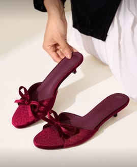 OZIOMA Women's New Arrival Summer Bowknot Round-Toe Kitten Heels second image