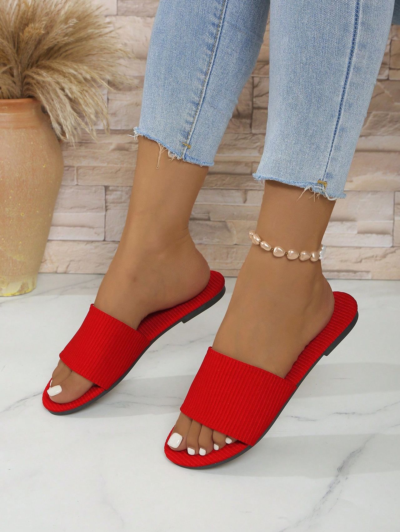 Women's Sandals Red Sandals Travel Home Sandals Women's Casual Sandals Beautiful Slippers Indoor Slippers House Slippers Image