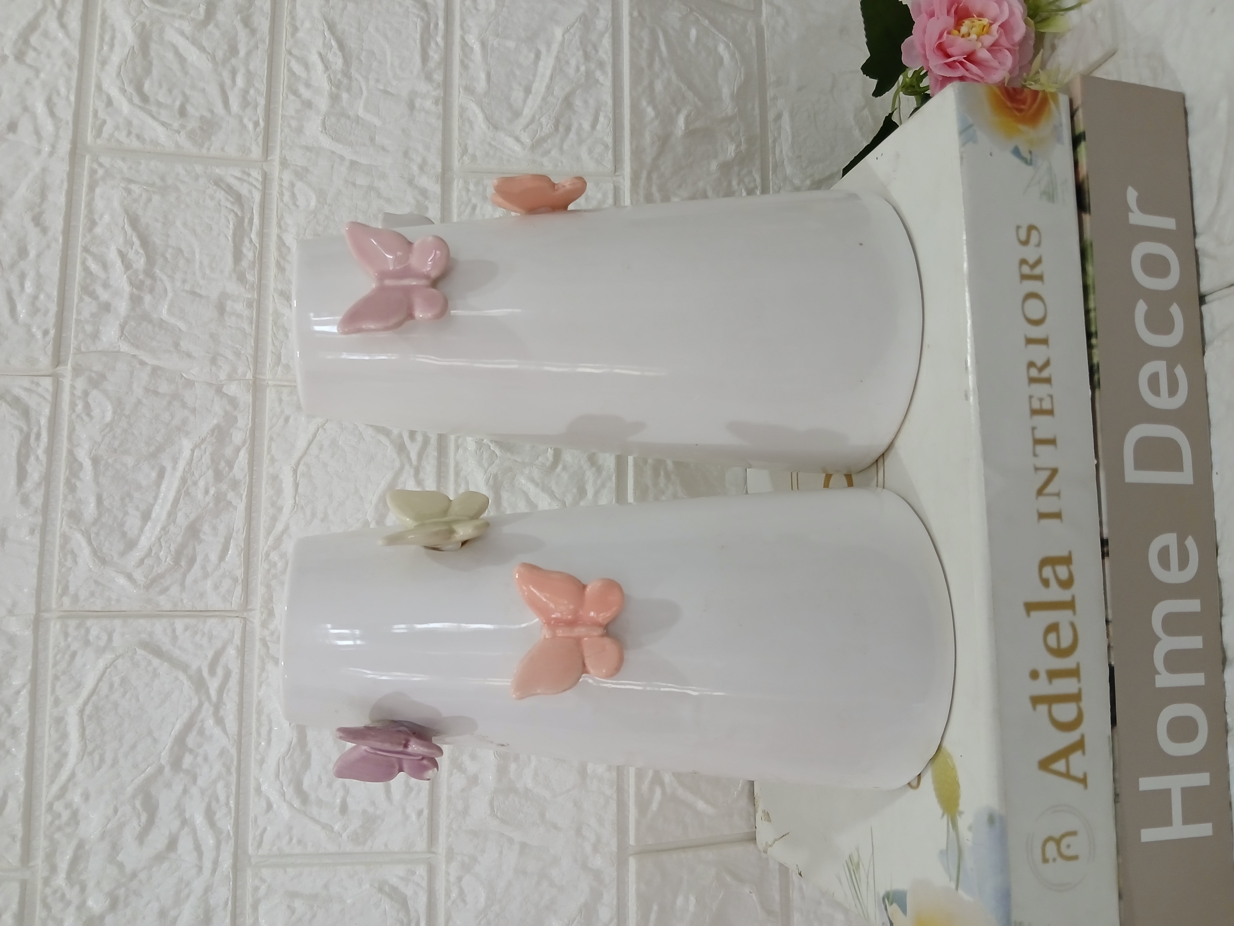 Ceramic Vase With Butterfly Image