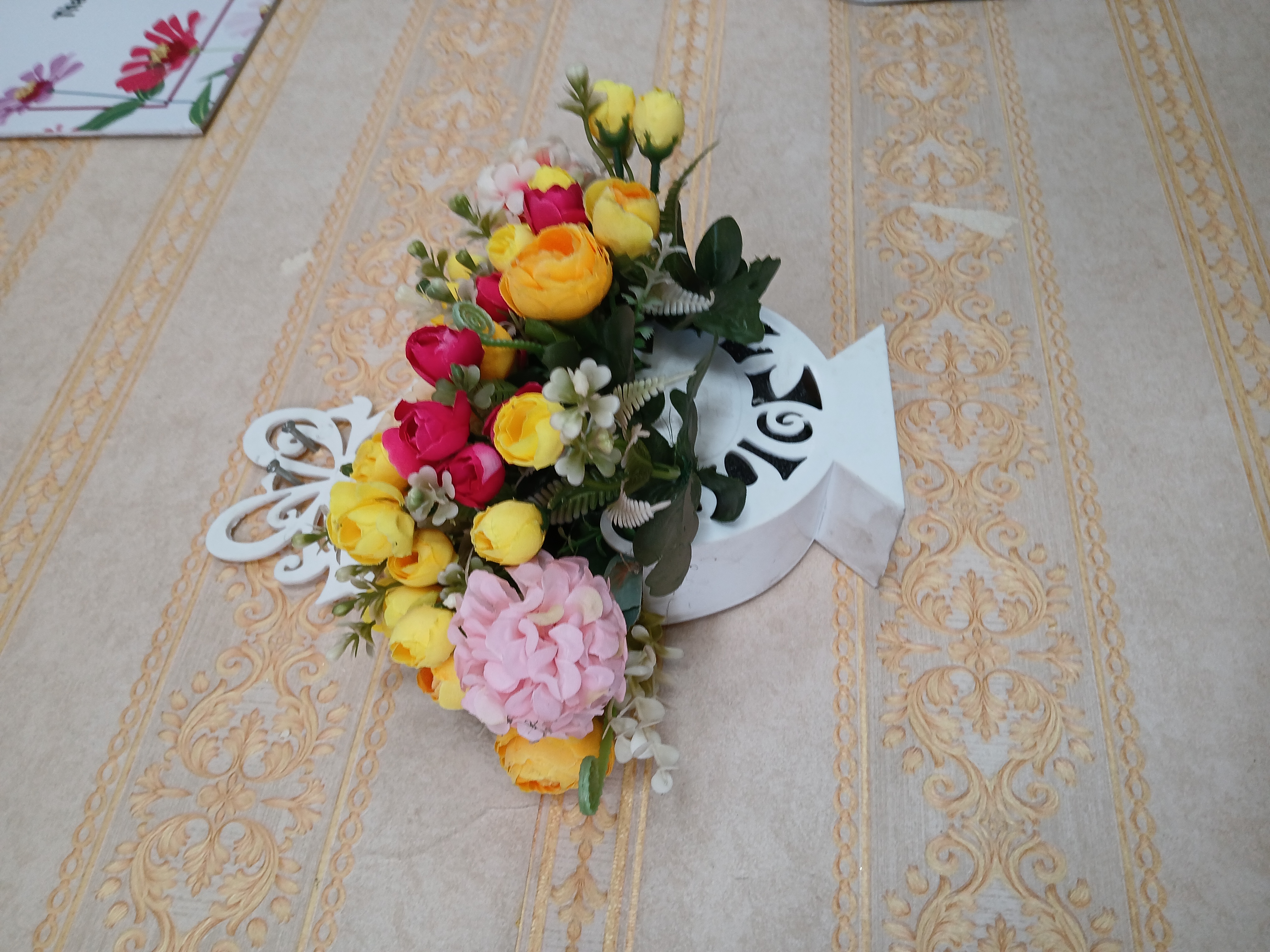 Artificial Flower In Plastic Wall Vase Image