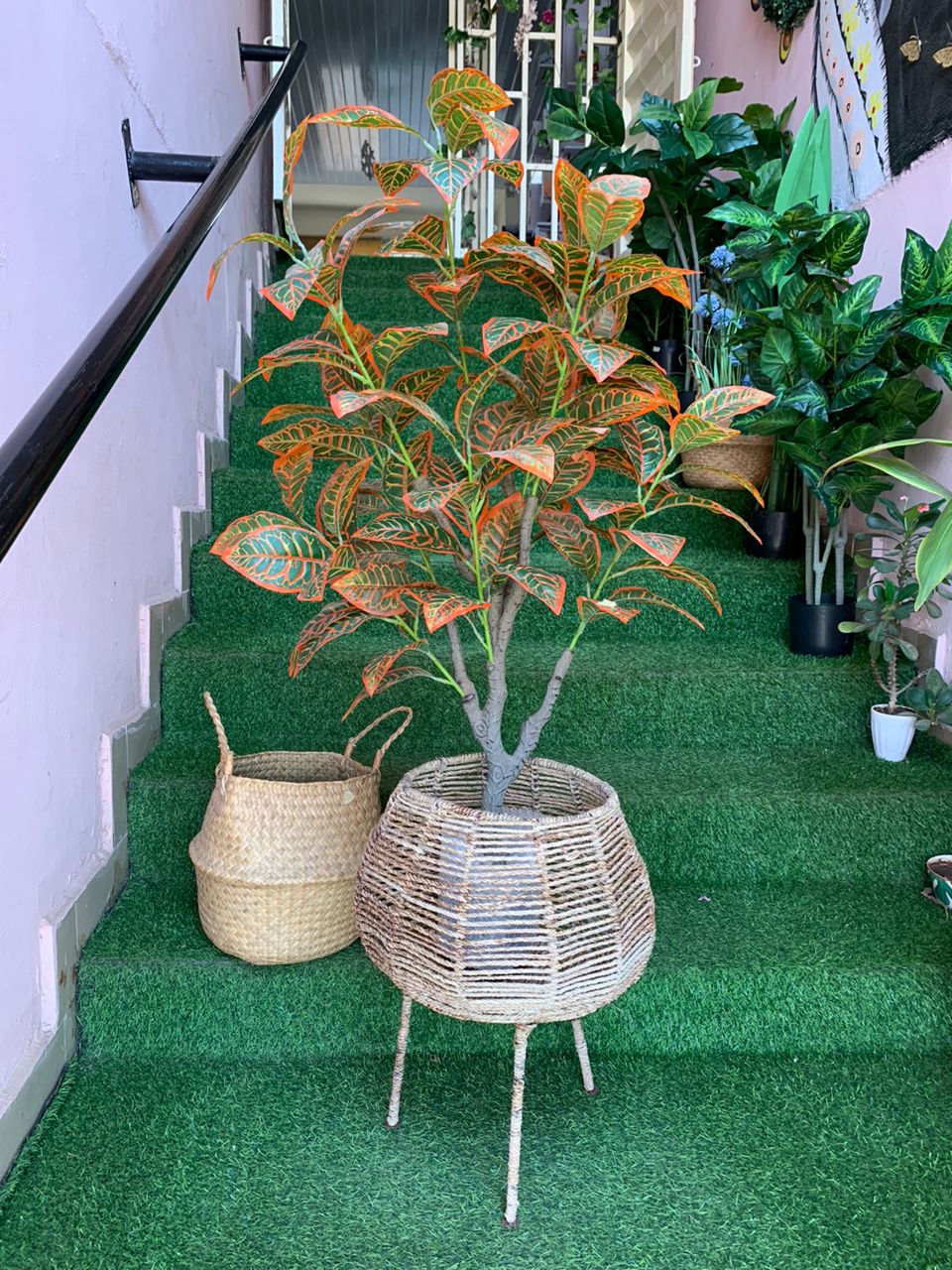 Artificial Tree In Raffia Basket Image