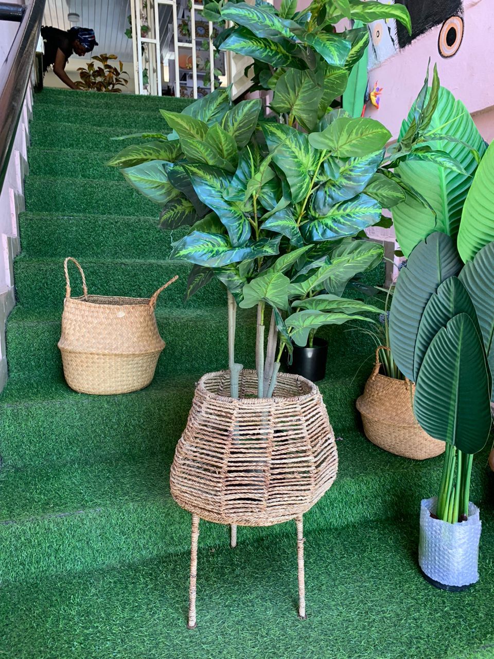 Artificial Tree In Raffia Basket Image