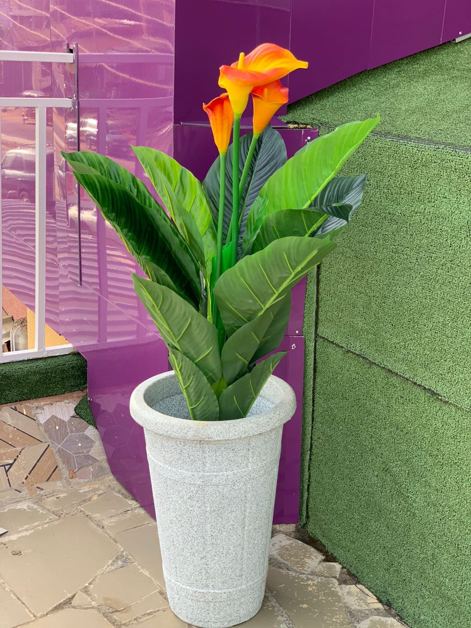 Artificial Lily In Plastic Planter Image