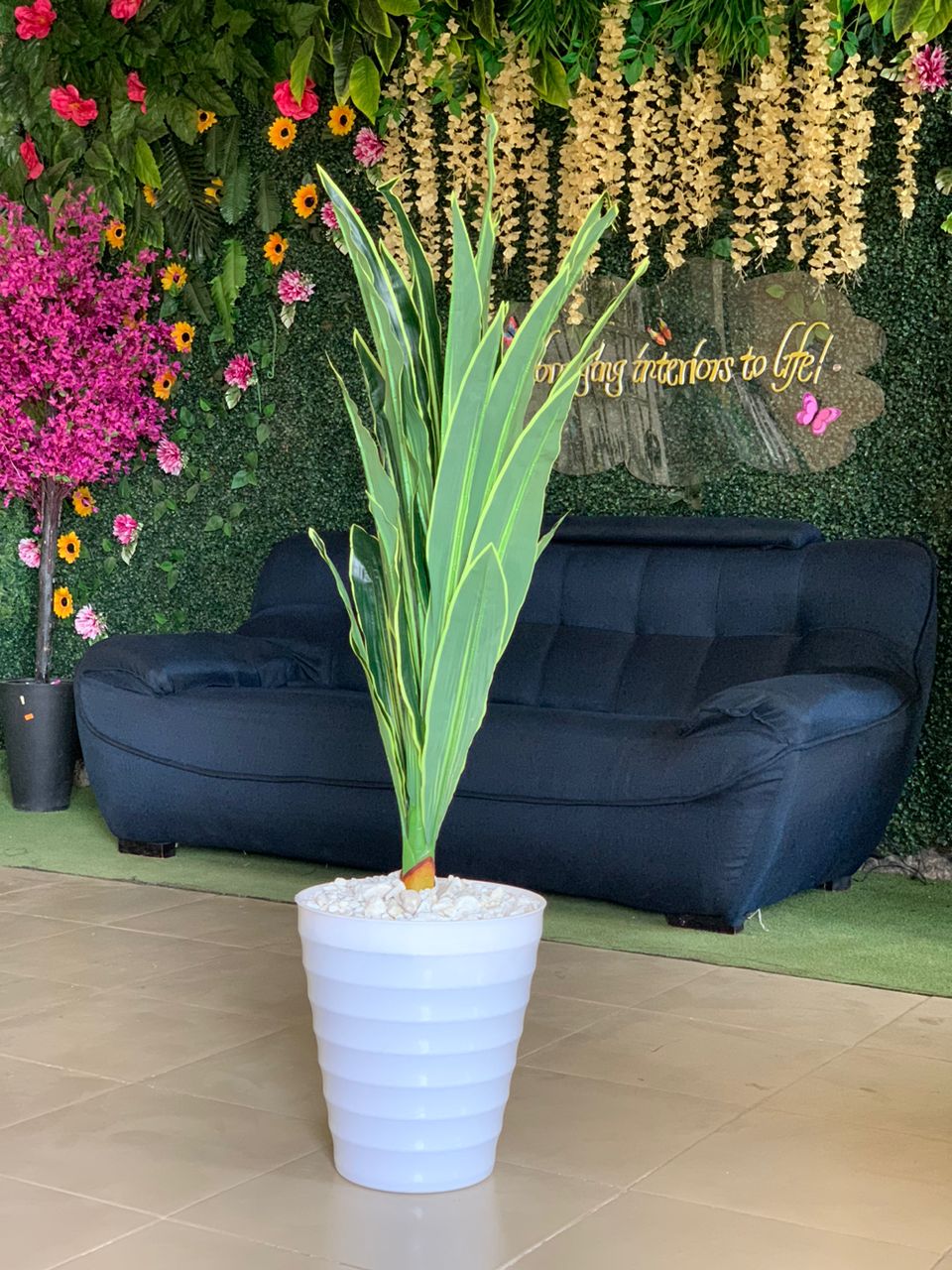 Artificial Dracaena Plant In Plastic Planter Image