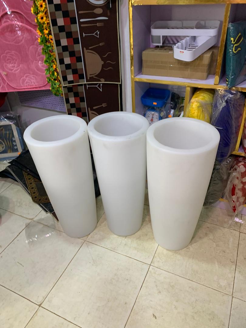 Long White Plastic Planter Image