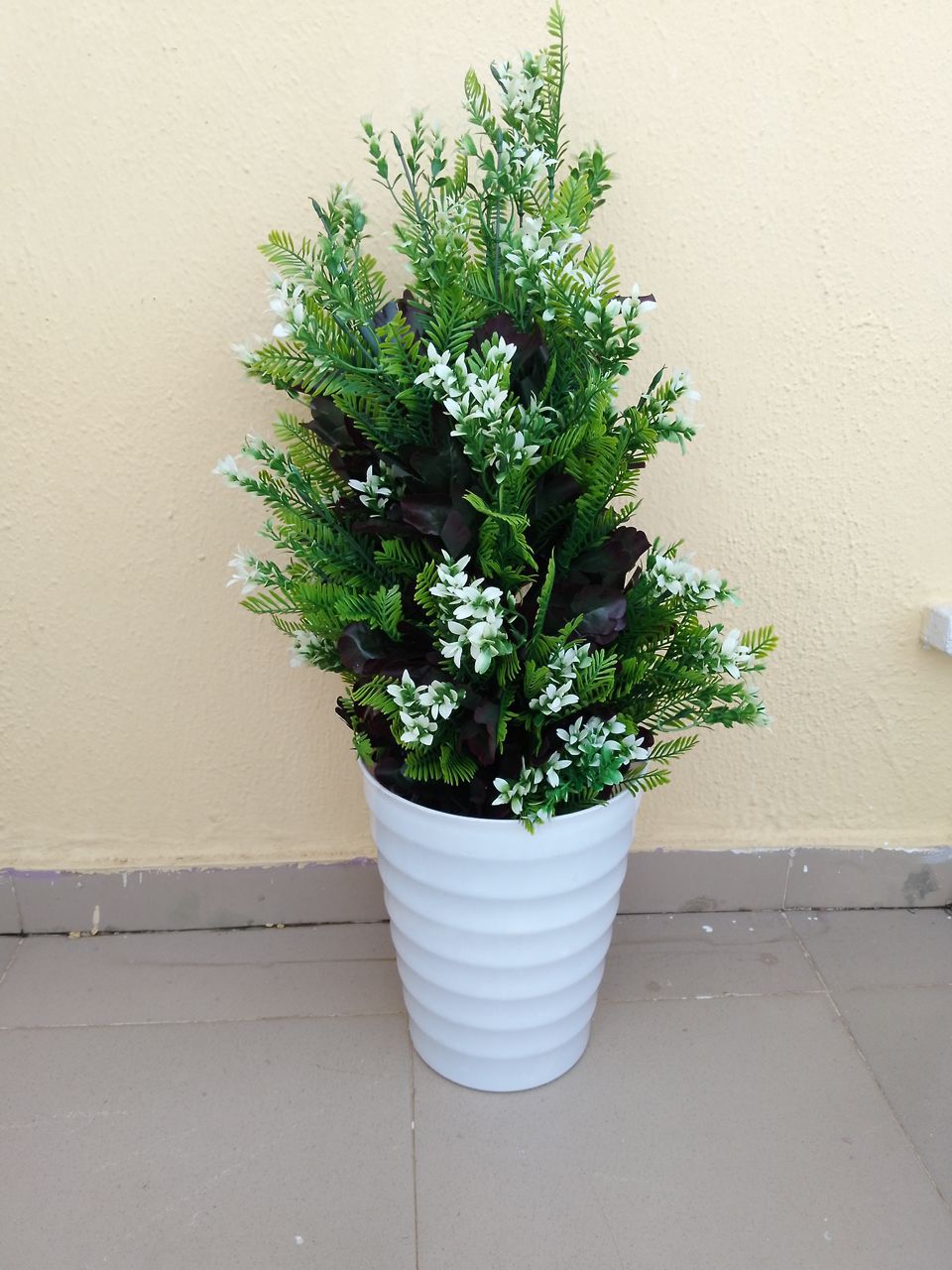 Artificial Bunch Tree In Plastic Vase Image