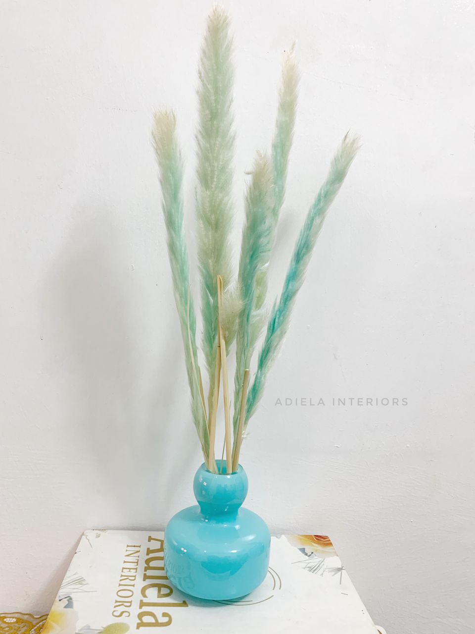 Pampass In Blue Glass Vase Image