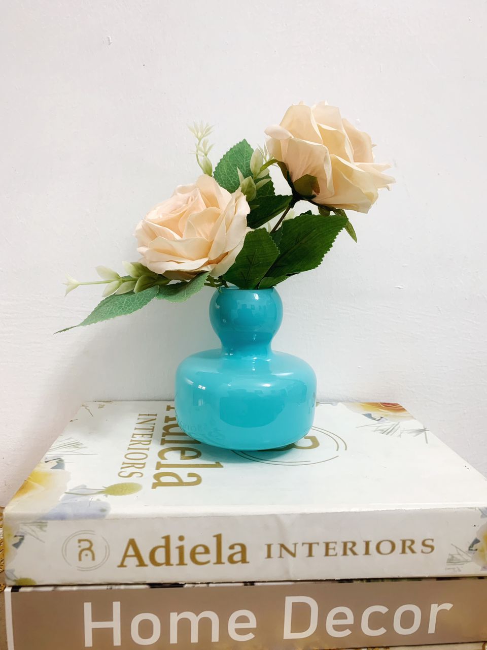 Flower In Blue Glass Vase Image
