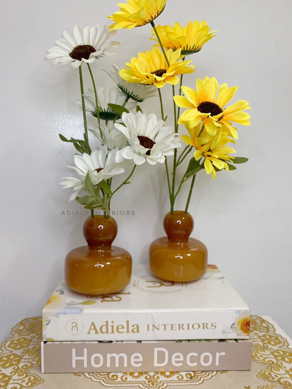Sunflower In Brown Glass Vase Image