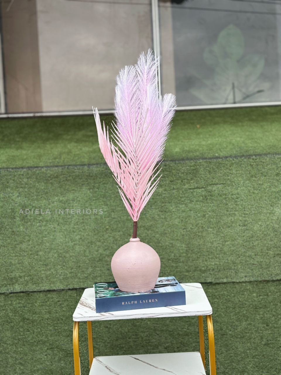 Artificial Feathers+ Pampass in ceramic pot Image