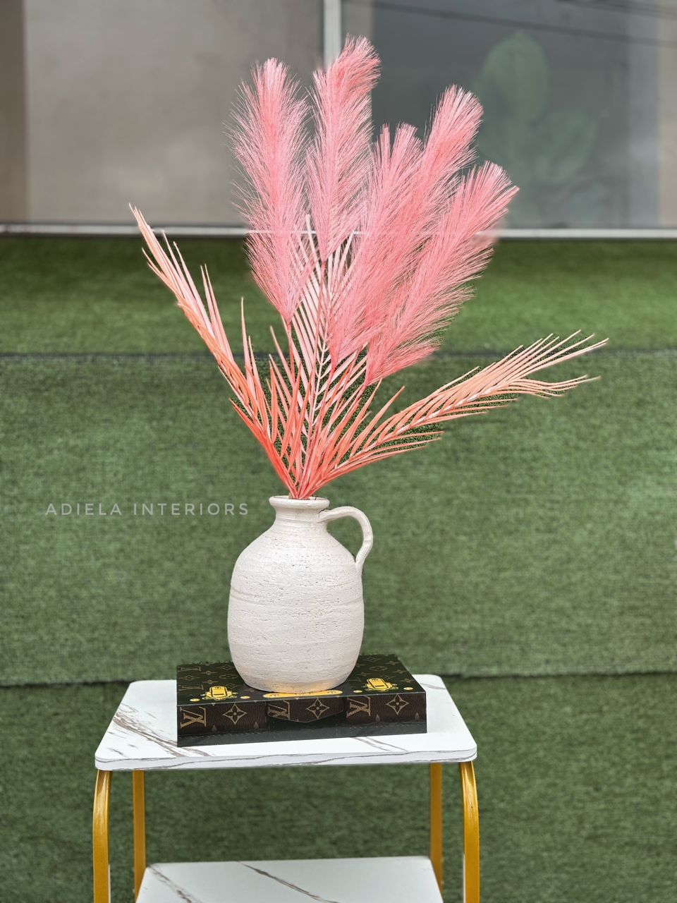 Artificial Feathers+ Pampass in ceramic pot Image