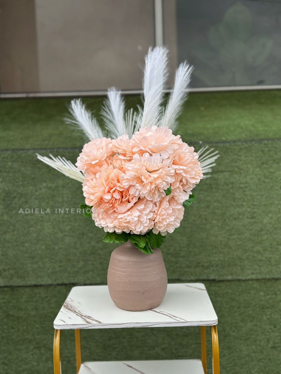 Artificial Flower+ Pampass in ceramic pot Image