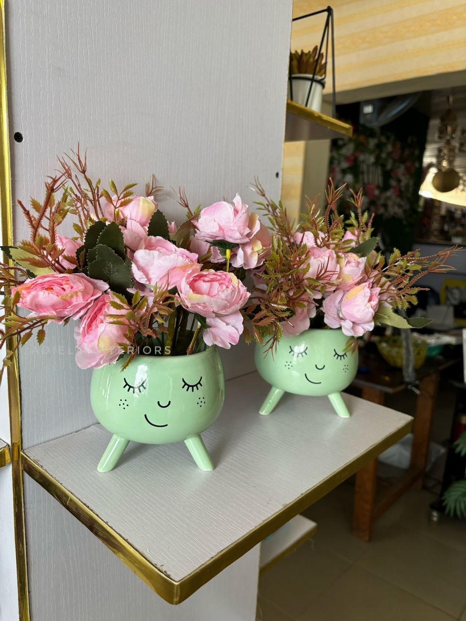 Peony Flower In Smily Face Vase Image