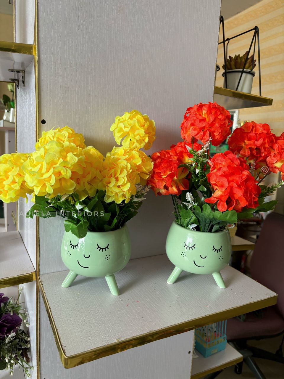 Peony Flower In Smily Face Vase Image