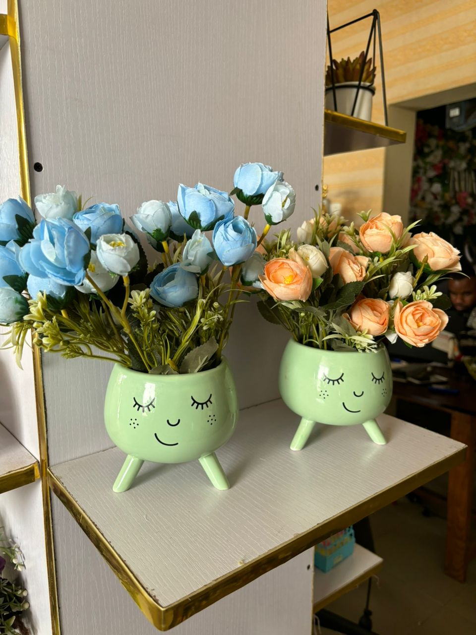 Peony Flower In Smily Face Vase Image