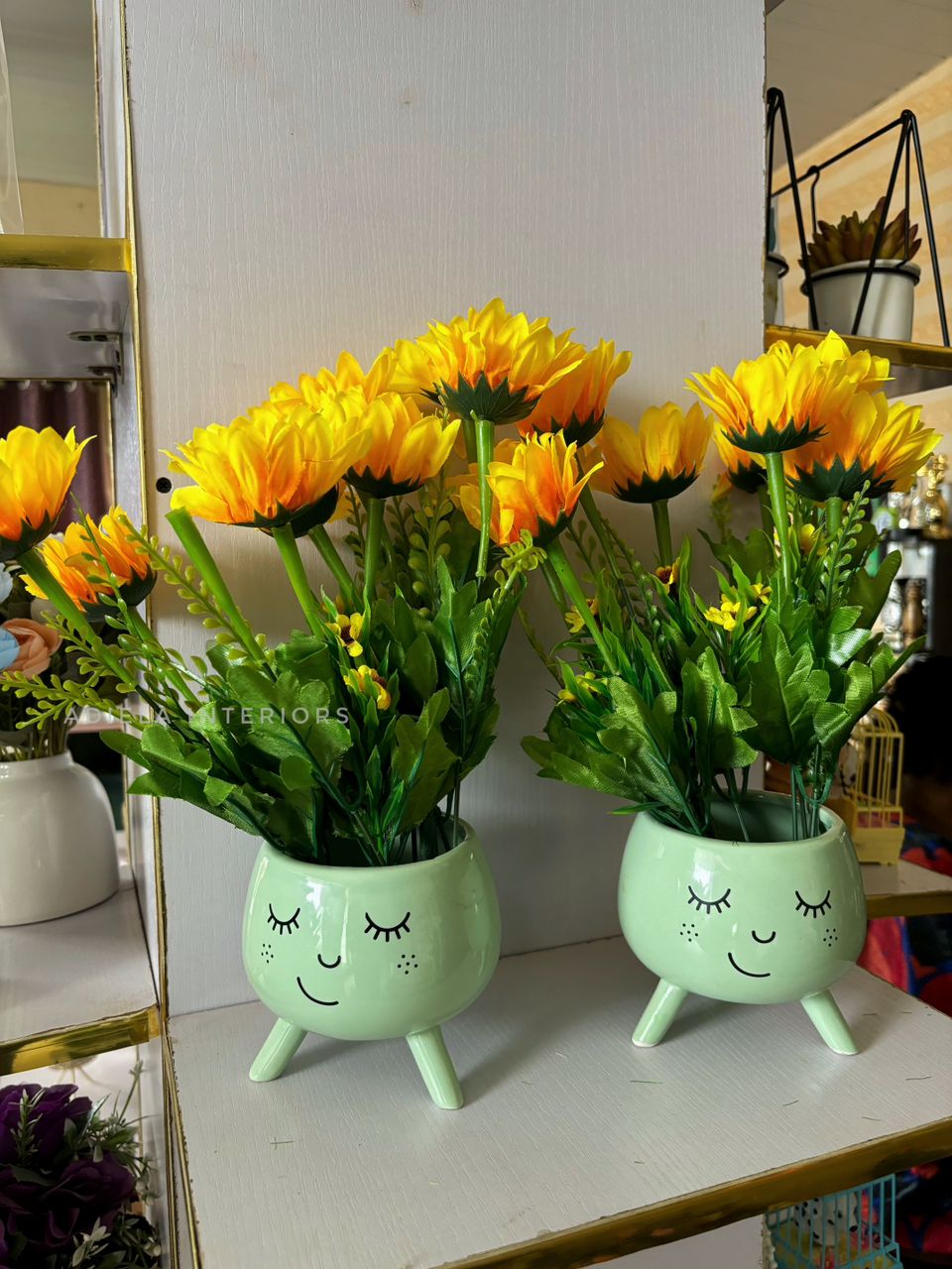 Sunflower In Smily Face Vase Image