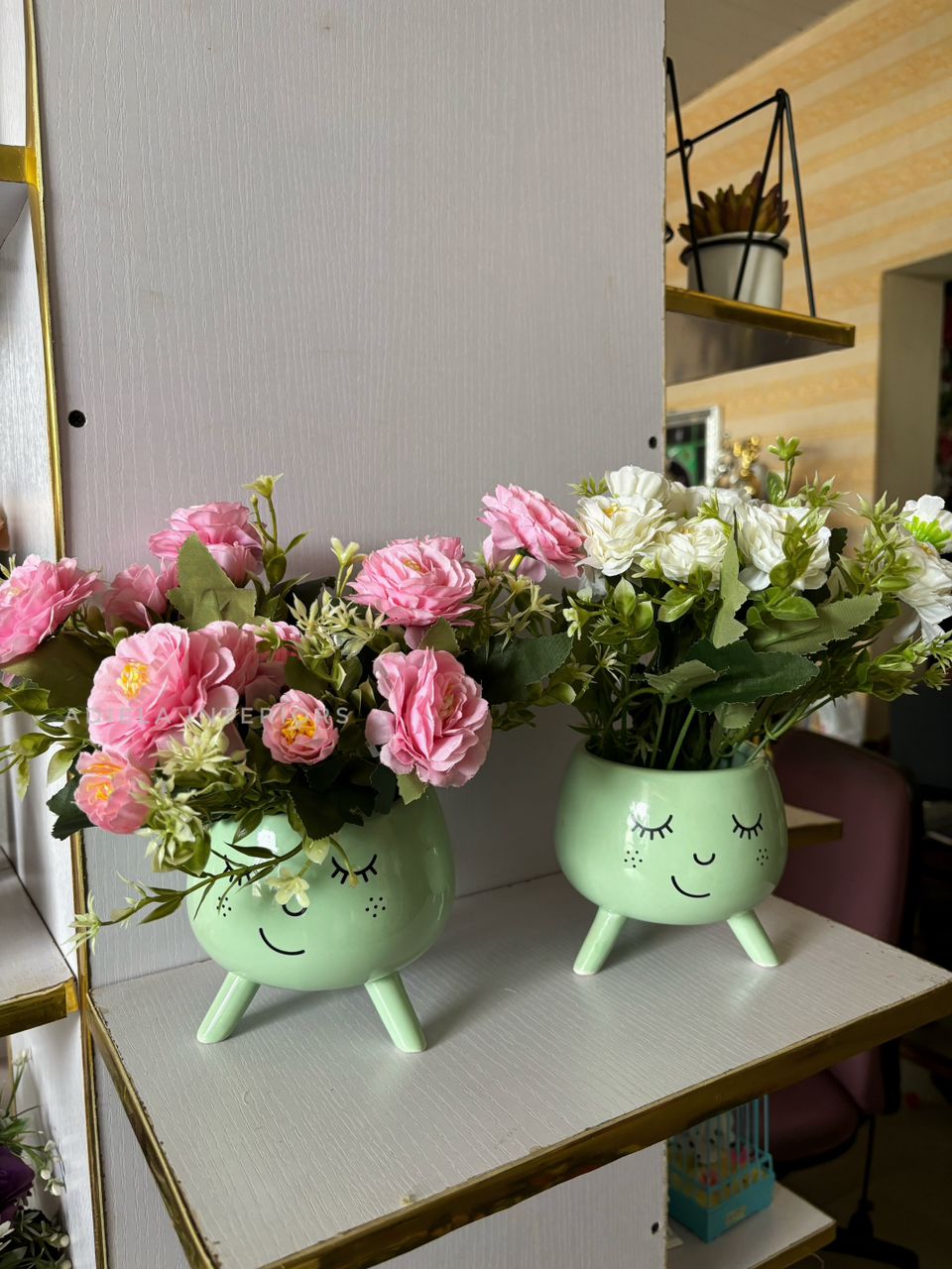 Peony Flower In Smily Face Vase Image