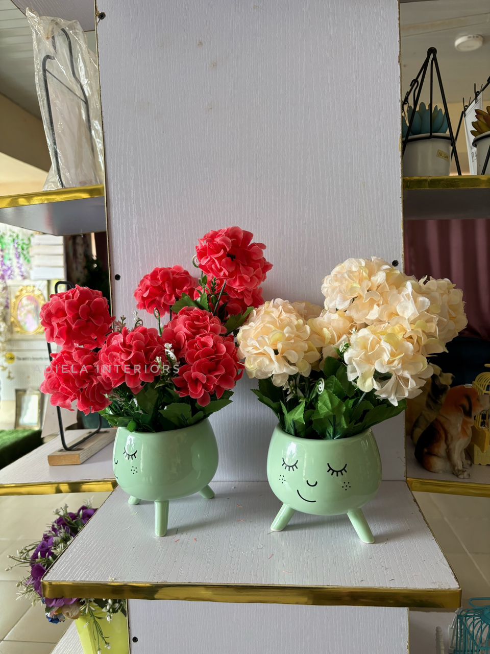 Peony Flower In Smily Face Vase Image