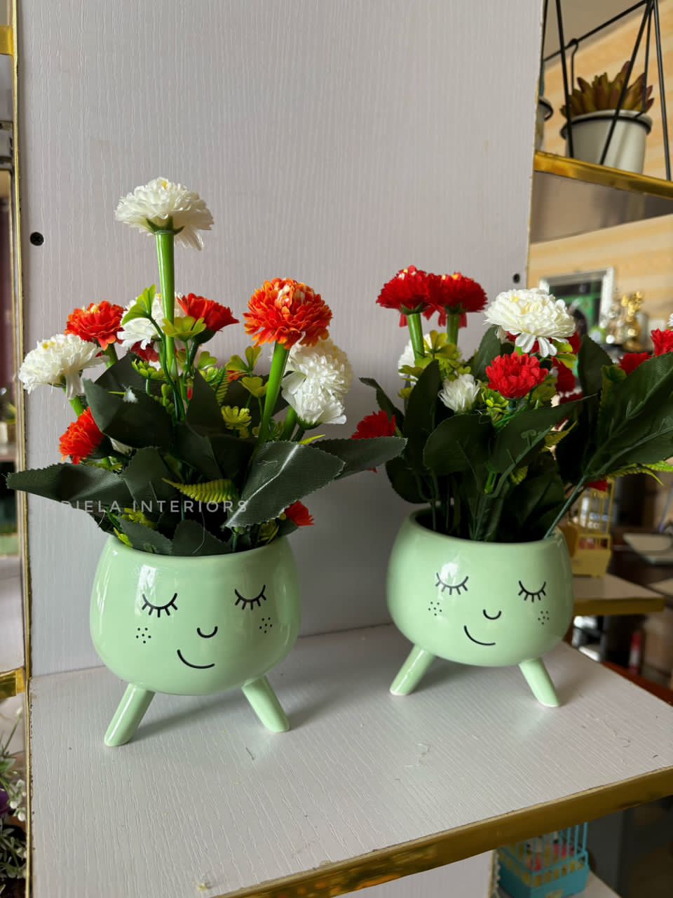 Peony Flower In Smily Face Vase Image